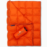 650 Fill Power Down | Water-Resistant | Packable Down Camping Blanket-Orange/Gray