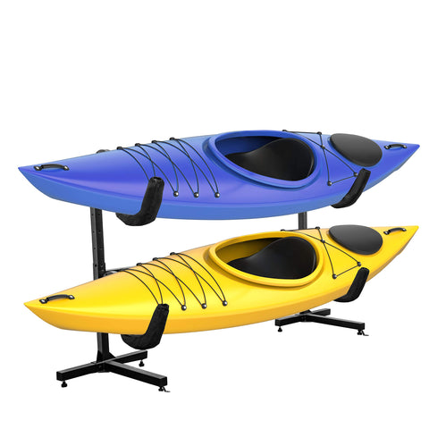 Adjustable Height Heavy Duty Freestanding Storage Rack for Two-Kayaks