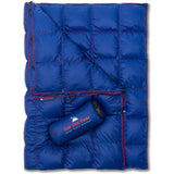 650 Fill Power Down | Water-Resistant | Packable Down Camping Blanket-Blue/Red